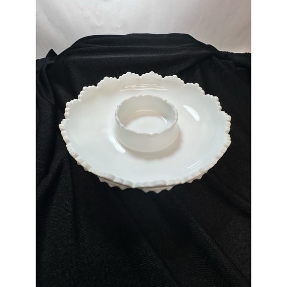 Fenton Other - Fenton Hobnail Milk Glass Fluted‎ Edge Chip and Dip Bowl Or Candle Holder